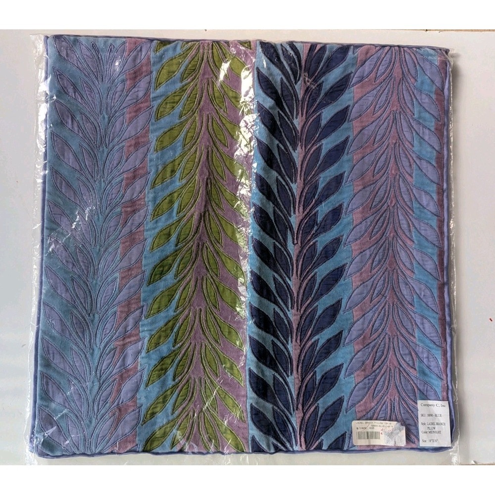 Laurel Branch Pillow Sham18x18 Reversible Midnight Silk Cotton NEW Ret $185